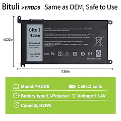 Batería de Repuesto YRDD6 para Dell inspiron 15 3000 Series 3583 3593 3582 3584 3501,inspiron - Bituli