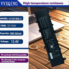 Batería de Repuesto C41N1906-3 para ROG Zephyrus Duo 15 GX550 SE(GX551) Series 0B200-03590000 B0B200-03620000 4ICP5/63/133 - VVXQING