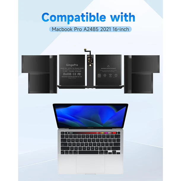 Batería de Repuesto A2527 para MacBook Pro A2485, 16-Inch, 2021 - GingePro 2