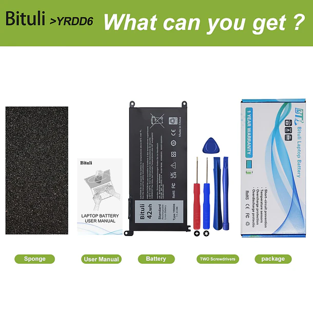 Batería de Repuesto YRDD6 para Dell inspiron 15 3000 Series 3583 3593 3582 3584 3501,inspiron - Bituli 6