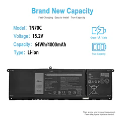 Batería de Repuesto TN70C para DELL Inspiron 5320 5420 5445 5630 5635 7420 7440 Inspiron - TAICROWNE