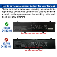 Batería de Repuesto C41N2101 para ASUS ROG Zephyrus G14 GA402 GA402R Zenbook Pro 14 Duo
