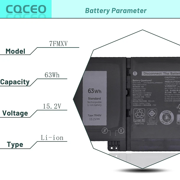Batería de Repuesto DN04XL para Dell Latitude 7320 5320 7420 7520 P134G001 P135G001 P138G001 Series - CQCEO 3
