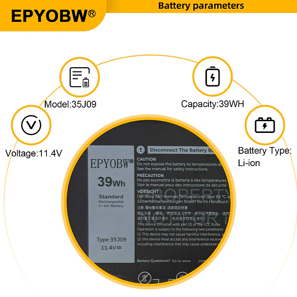 Batería de Repuesto 35J09 para diversos equipos compatibles según modelo 35J09 - EPYOBW 4
