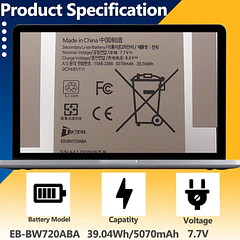 Batería de Repuesto JPFMR para Samsung Chromebook 4+ 15.6" XE350XBA Series 4 Chrome OS 11.6" - TAVZENL