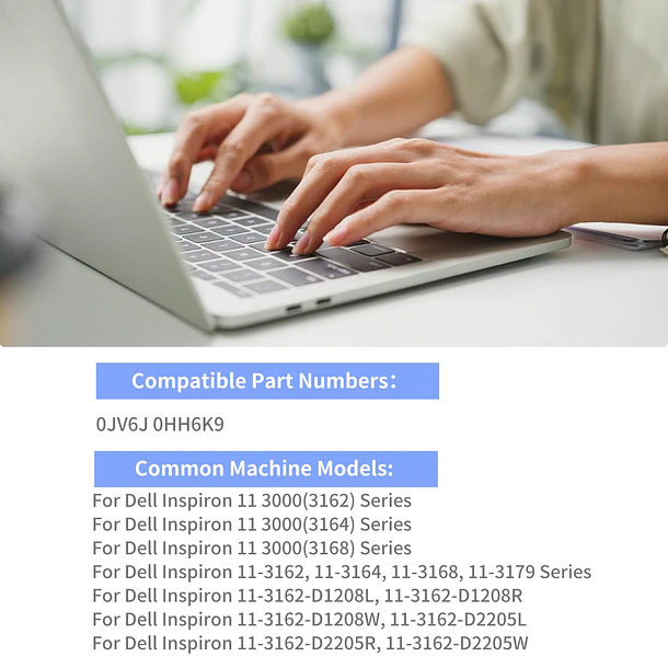Batería de Repuesto 0JV6J para Dell Inspiron 11-3162 – 0JV6J 7.6V - KingSener 4