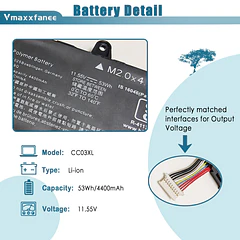 Batería de Repuesto CC03XL para HP EliteBook 830 835 840 845 G7 G8 Probook 635 - Vmaxxfanee
