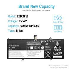 Batería de Repuesto L21C4PE2 para Lenovo Yoga 6 13ALC7 13ABR8 Type 82UD 83B2 Series Notebook - TAICROWNE