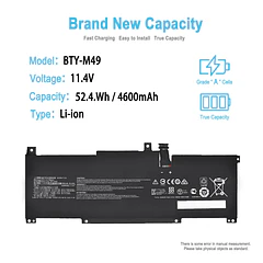Batería de Repuesto BTY-M49 para MSI Prestige 14 A11M A10SC A10SC-009 14 Evo A11MO-026US B10MW-017US - TAICROWNE