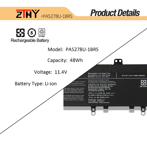 Batería de Repuesto F3YGT para Toshiba Tecra X40-D X40-E 3