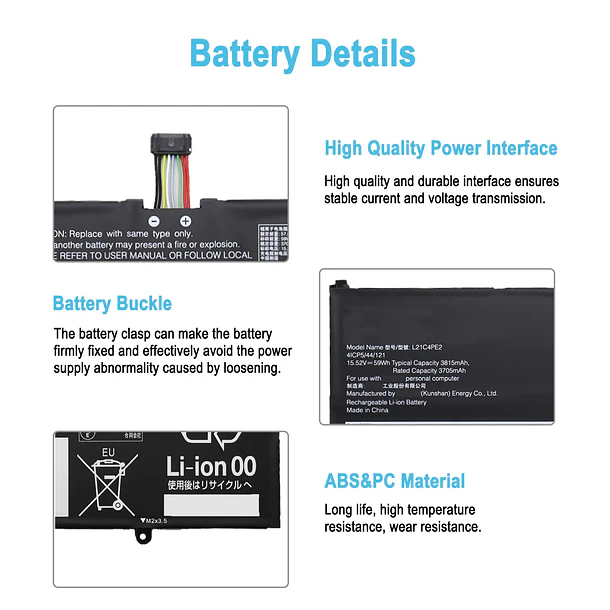 Batería de Repuesto L21C4PE2 para Lenovo Yoga 6 13ALC7 13ABR8 Type 82UD 83B2 Series Notebook - TAICROWNE 4