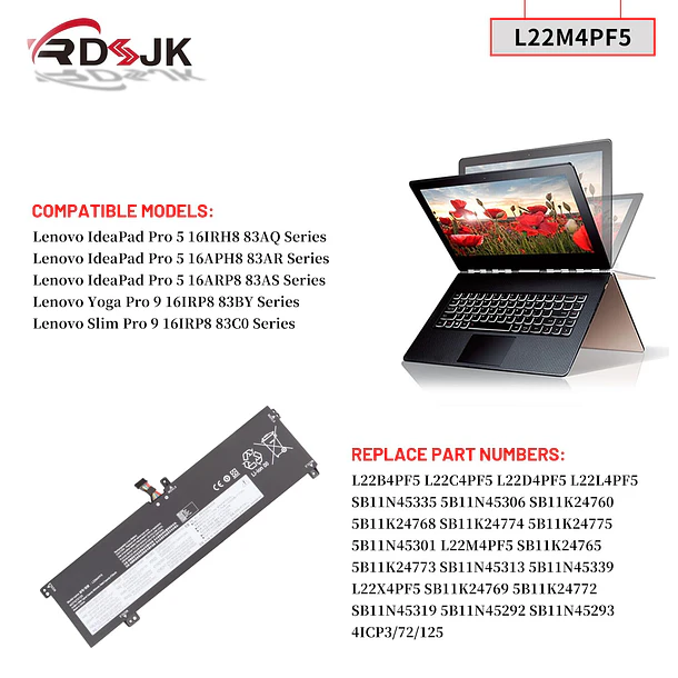 Batería de Repuesto C31N2201 para Lenovo IdeaPad Pro 5 16IRH8 16APH8 16ARP8 Yoga Pro 9 3