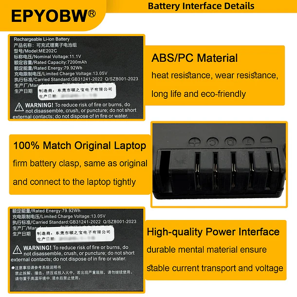 Batería de Repuesto ME202EK para Samsung P28 P29 P25 V20 / Getac X500 V100 S400 - EPYOBW 4