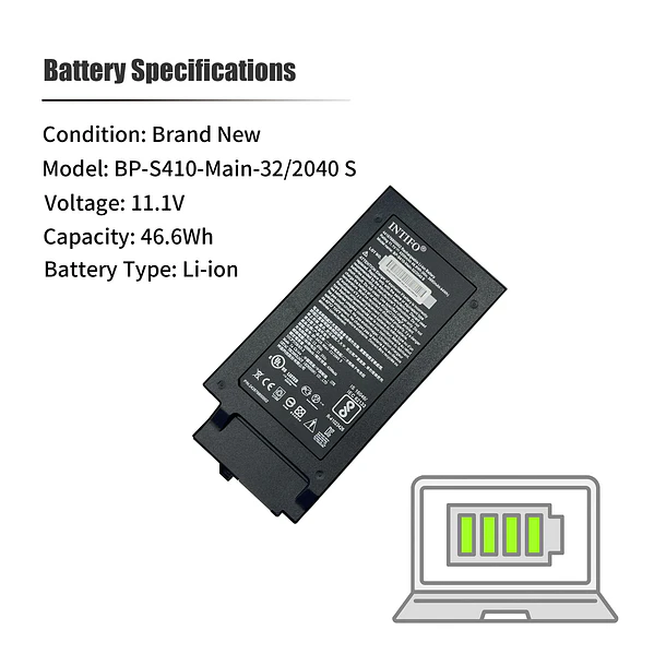Batería de Repuesto Getac S410/ para Getac S410 Notebook PC Series 441876800002 242876800002 GBM6X2 [11.1V 4200mAh - INTIFO 3