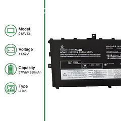 Batería de Repuesto 01AV431 para Lenovo ThinkPad X1 Carbon 5th Gen 2017 6th Gen 2018 - JIAZIJIA