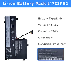 Batería de Repuesto L17C3PG2 para Lenovo Legion Y530-15ICH Y7000 2019 1060 Y7000-2019-PG0 Y540-15IRH-PG0 Y7000P Series - NBULBL