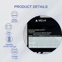 Batería de Repuesto L20C3PF1 para Lenovo XiaoXin Air 14+ ACH 14+ ITL 14+ ACN 2021 - JOTACT