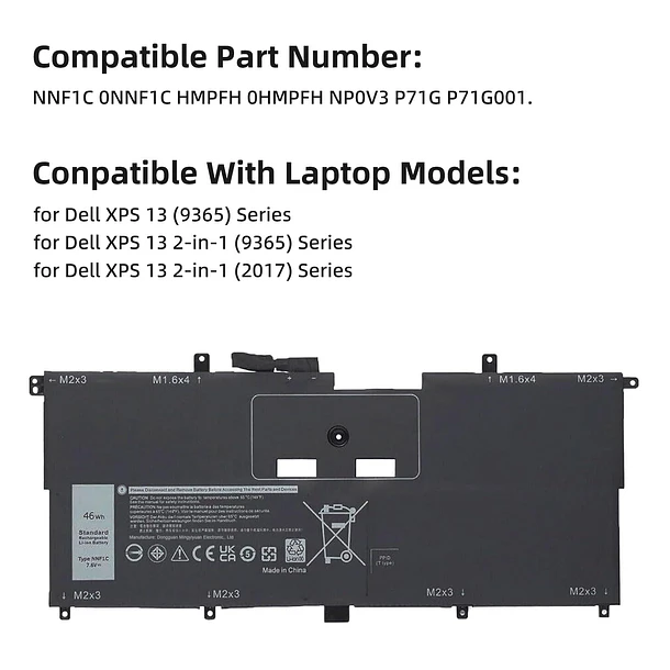 Batería de Repuesto NNF1C para Dell XPS 13 2 in 1 9365 XPS 13 9365 - YXKC 3