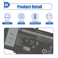 Batería de Repuesto 47XV3 para Dell Latitude 9330 2-in-1 Latitude 9330 Series 047XV3 GK1M0 0GK1M0 - Dentsing