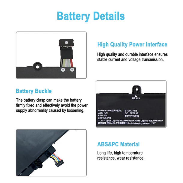 Batería de Repuesto L19M3PD5 para Lenovo ThinkPad E14 E15 Generation 2nd 3rd 4th Type 20T* - TAICROWNE 3