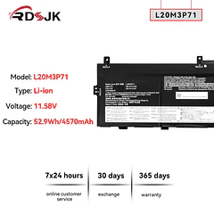 Batería de Repuesto B41N1711 para Lenovo ThinkPad X13 Yoga 2nd 2021 3rd Gen 2022 P16