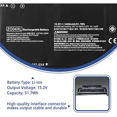 Batería de Repuesto ZO04XL para HP ZBook Studio G3 G4 Mobile Workstation HSN-C02C Series(15.2V 64Wh)
