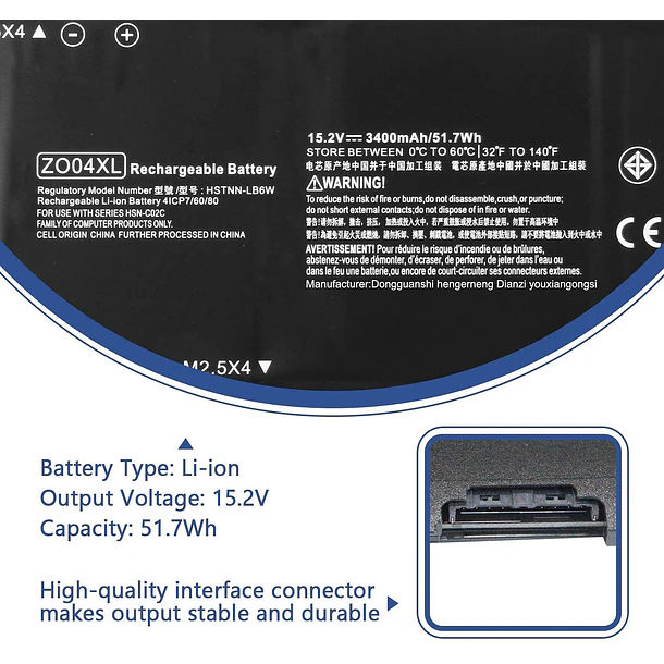 Batería de Repuesto ZO04XL para HP ZBook Studio G3 G4 Mobile Workstation HSN-C02C Series(15.2V 64Wh) 2