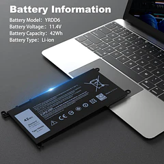 Batería de Repuesto YRDD6 para Dell Inspiron 15 5480 5481 5482 5485 5490 5491 5493 - Gihebac