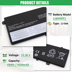 Batería de Repuesto L18M4PF1 para Lenovo Yoga 9-15IMH5 82DE Ideapad Yoga C940-15IRH 81TE IdeaPad S740-15IRH - RHKRKQN