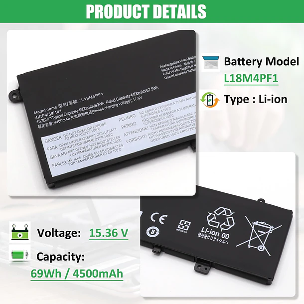 Batería de Repuesto L18M4PF1 para Lenovo Yoga 9-15IMH5 82DE Ideapad Yoga C940-15IRH 81TE IdeaPad S740-15IRH - RHKRKQN 2
