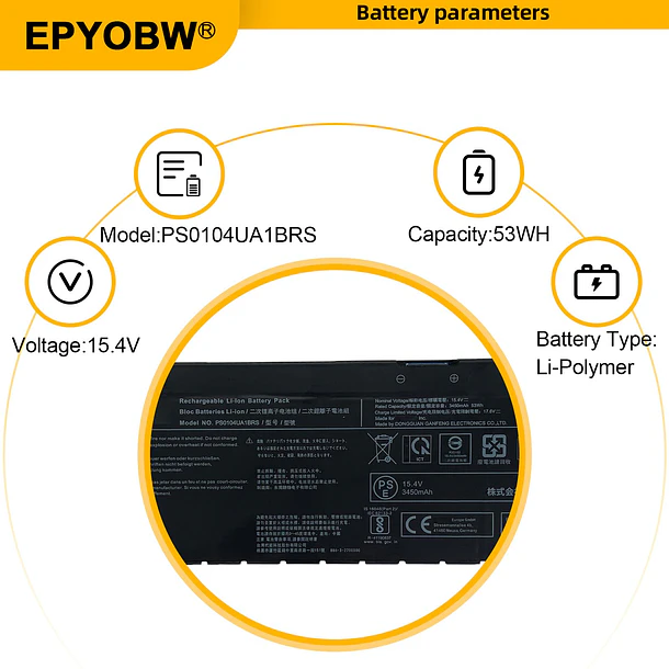 Batería de Repuesto PS0104UA1BRS para Toshiba Dynabook Tecra A40-J A50-J Series G71C000ML110 P000834200 - EPYOBW 4