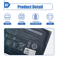 Batería de Repuesto J0PGR para Dell Latitude 12 5285 5290 E5285 2-in-1 T17G T17G001 T17G002 - Dentsing