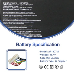Batería de Repuesto AP18C7M para Acer ConceptD 3/Spin 5/Swift 3/5 Series