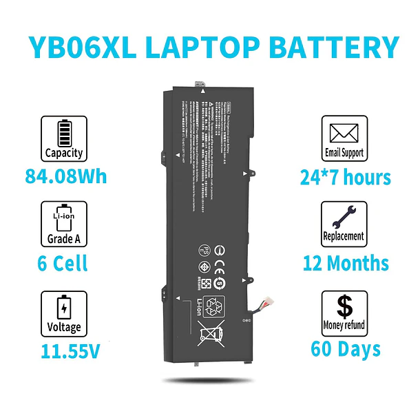 Batería de Repuesto HT03XL para HP Spectre x360 Convertible 15-CH 15T-CH000 15-CH0XX 15-CH011DX 15-CH001TX 15-CH002TX 4