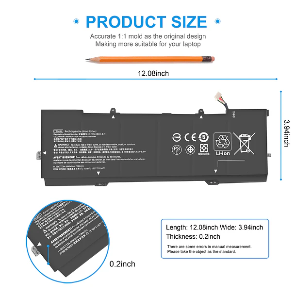 Batería de Repuesto HT03XL para HP Spectre x360 Convertible 15-CH 15T-CH000 15-CH0XX 15-CH011DX 15-CH001TX 15-CH002TX 5