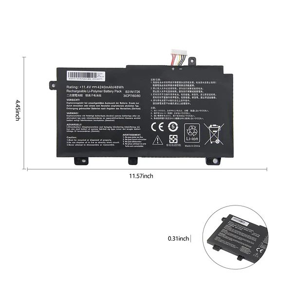 Batería de Repuesto WDXOR para Asus FX80 FX86 TUF FX504G FX504 FX504GE 5