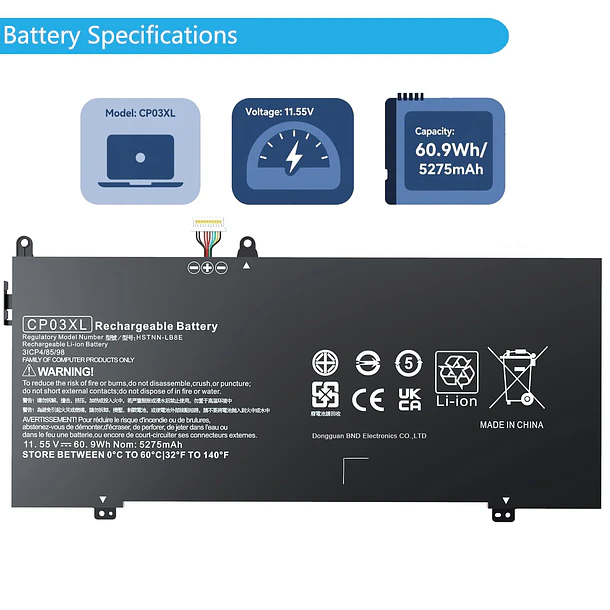 Batería de Repuesto CP03XL para Hp Spectre 13 X360 13-ae000 13-ae0xx 13-ae006no 13-ae001ng 13-ae040ng 13-ae049ng 2