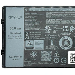 Batería de Repuesto 6WVHD para DELL Latitude 7230 Rugged Extreme Tablet / T06H T06H001 Series - EPYOBW