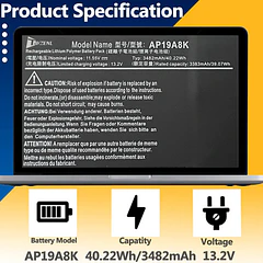Batería de Repuesto JPFMR para Acer Chromebook Spin 311 CP311-1H CP311-2H CP311-3H CB311-9H CP311-1HN CP311-2HN - TAVZENL