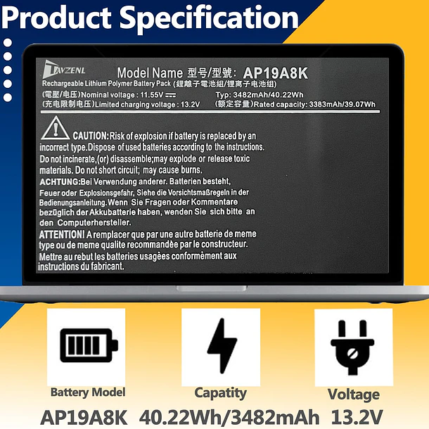 Batería de Repuesto JPFMR para Acer Chromebook Spin 311 CP311-1H CP311-2H CP311-3H CB311-9H CP311-1HN CP311-2HN - TAVZENL 2