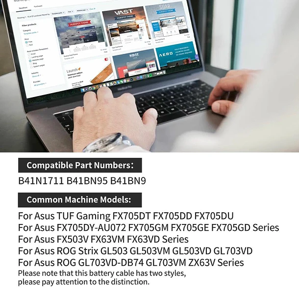 Batería de Repuesto B41N1711 para Asus TUF Gaming FX705DT FX705DD FX705GM FX705GE FX503V FX63VM FX63VD - LUSONBAY 3