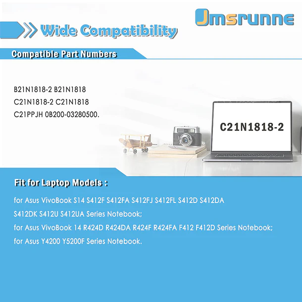 Batería de Repuesto C21N1818-2 para Asus VivoBook 14 412FA F412 F412DA FJ F412FL F412UA A412DA 5