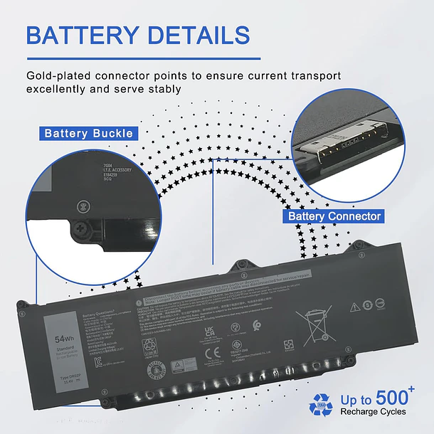 Batería de Repuesto DR02P para Precision 3590 3580 3480 Dell Latitude 5340 5550 5540 5440 - JOTACT 5