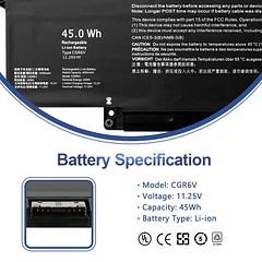 Batería de Repuesto HT03XL para Dell Pro 16 Plus PB16250/ Pro 16 PC16250/ Pro 14
