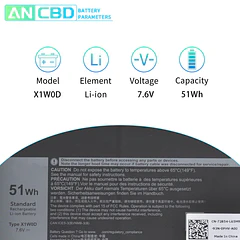 Batería de Repuesto A32N1511 para Dell XPS 13 7390 2-in-1 XPS 13 9310 2-in-1 P103G