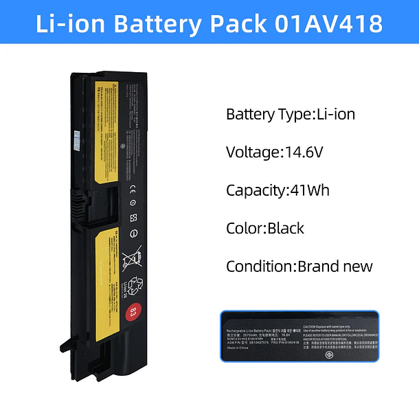 Batería de Repuesto 01AV418 para Lenovo ThinkPad E570 E570C E575 Series 82 83 SB10K97571 SB10K97575 - NBULBL 2
