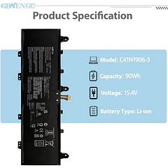 Batería de Repuesto JPFMR para ASUS ROG Zephyrus Duo 15 GX550 GX550LWS 15 SE GX551 - GBNENGTD