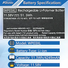 Batería de Repuesto WP03XL para HP EliteBook 830 835 840 845 860 865 G9 G10 - AURUNHO
