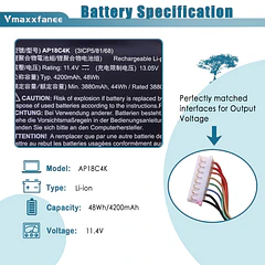Batería de Repuesto AP18C4K para Acer Aspire 5 A515-43G A515-43 A515-44 A515-44G Spin 3 SP314-54N - Vmaxxfanee