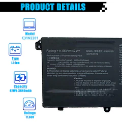 Batería de Repuesto para Asus Vivobook 15 X1504VA X1504ZA F1504ZA Go 15 E1504FA E1504GA - AOMKA